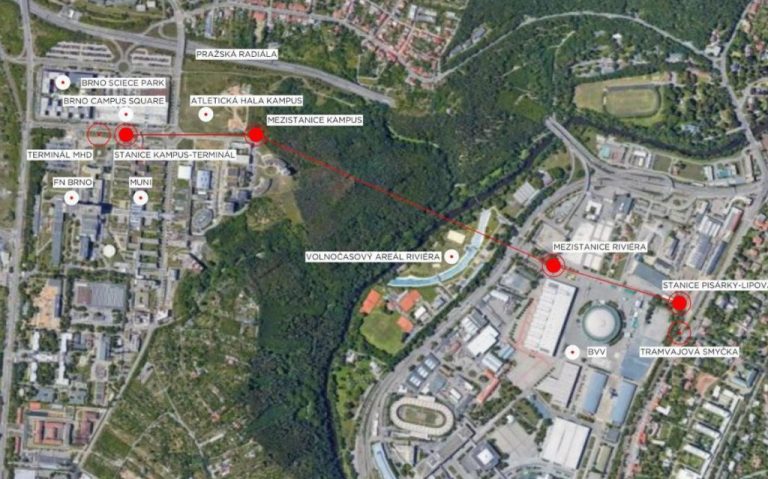 Tudy má vést zamýšlená lanovka do kampusu